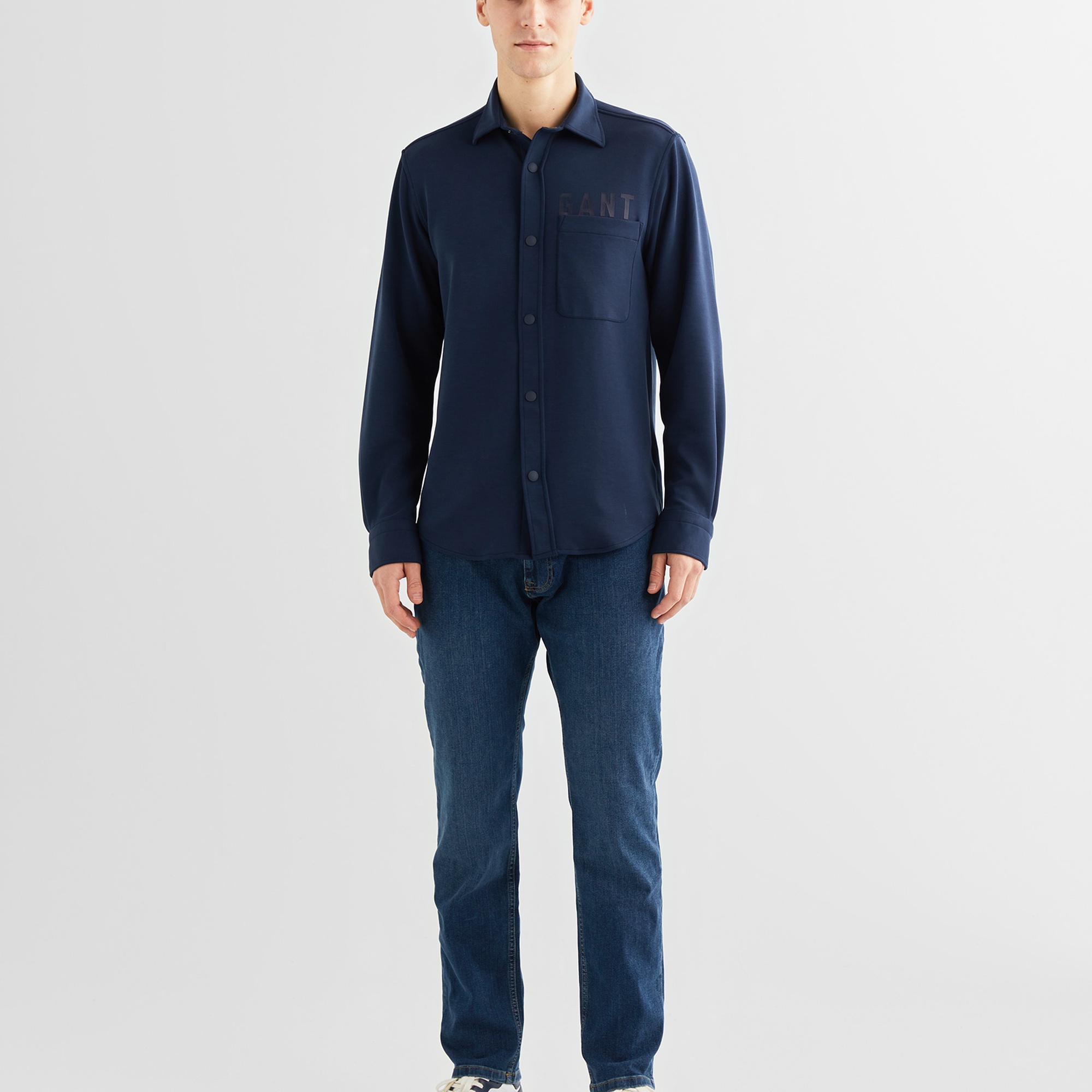 GANT Erkek Lacivert Regular Fit Logolu Gömlek