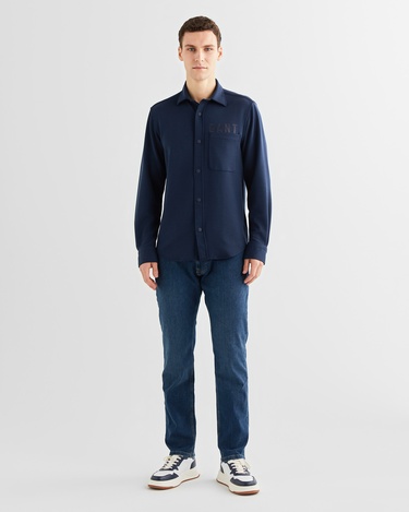  GANT Erkek Lacivert Regular Fit Logolu Gömlek