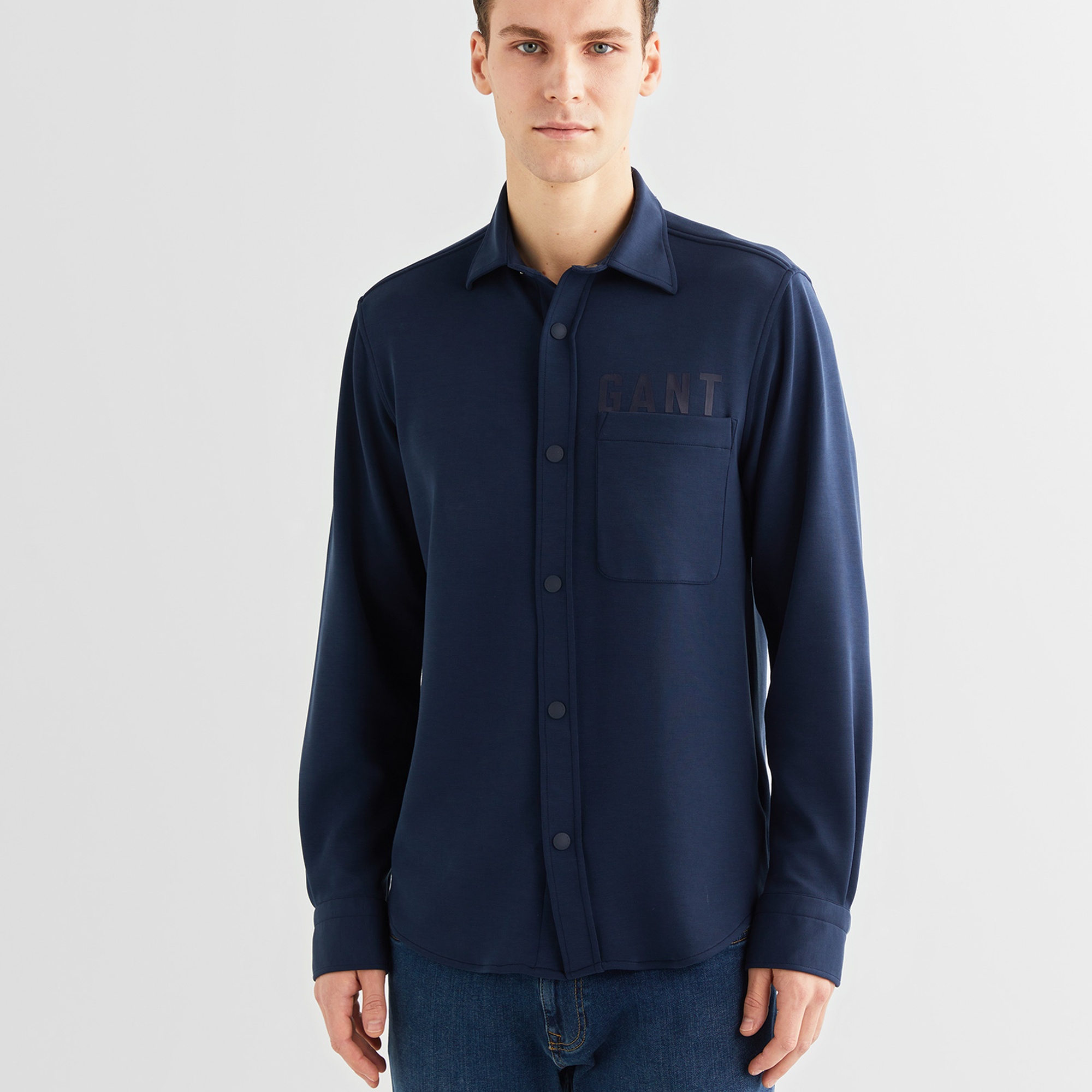 GANT Erkek Lacivert Regular Fit Logolu Gömlek