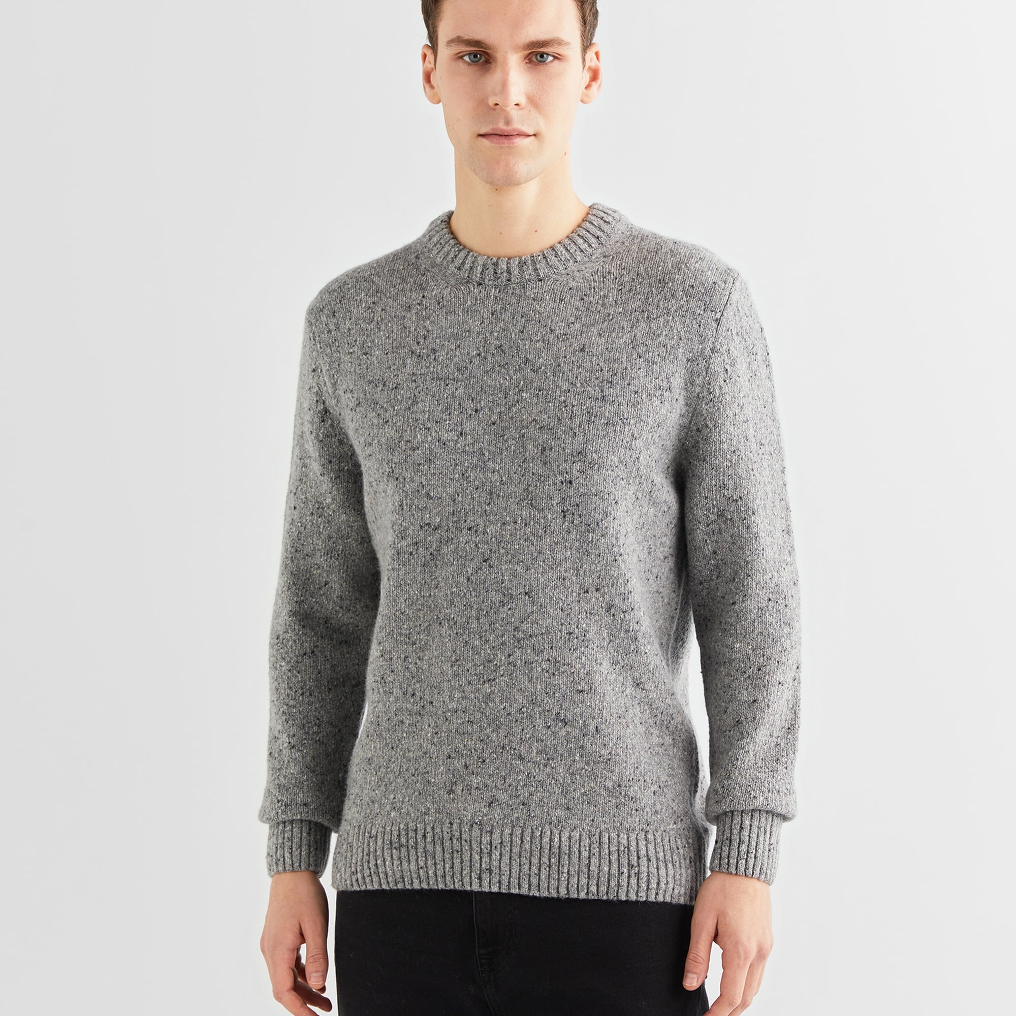 GANT Erkek Gri Regular Fit Bisiklet Yaka Kazak