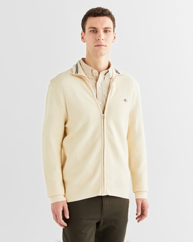  GANT Erkek Krem Regular Fit Fermuarlı Hırka