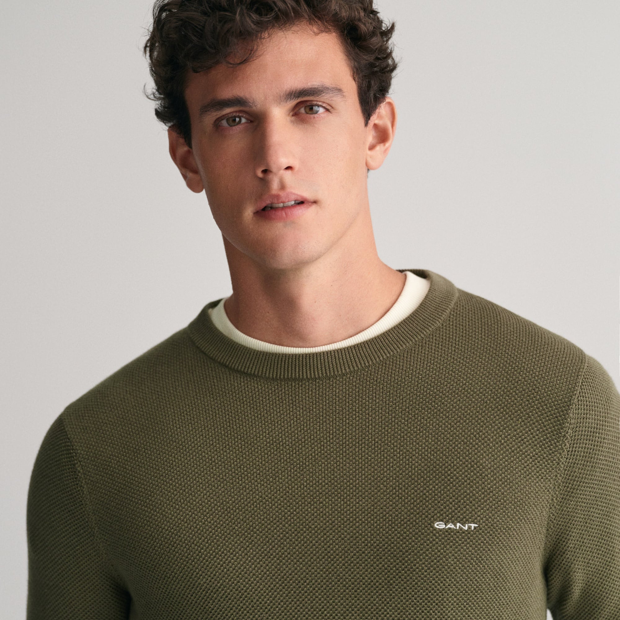 GANT Erkek Yeşil Regular Fit Bisiklet Yaka Kazak