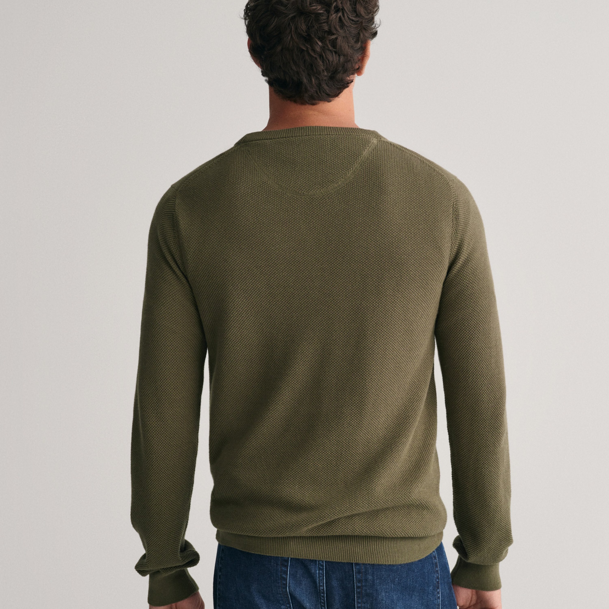 GANT Erkek Yeşil Regular Fit Bisiklet Yaka Kazak