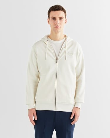  GANT Erkek Krem Regular Fit Kapüşonlu Logolu Sweatshirt