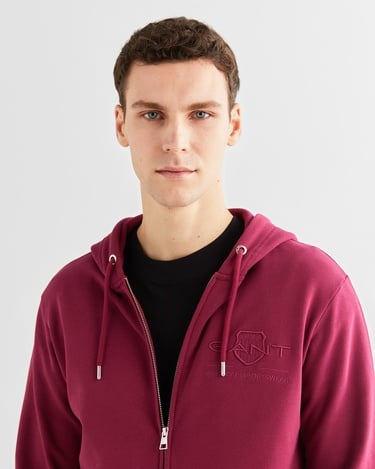  GANT Erkek Bordo Regular Fit Kapüşonlu Logolu Sweatshirt