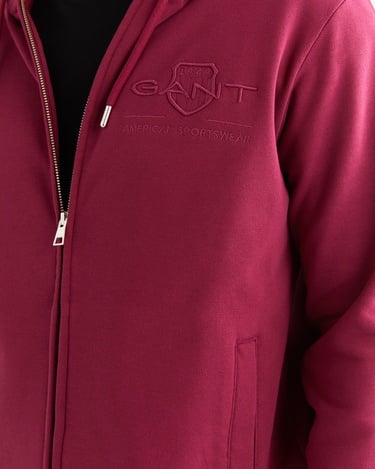  GANT Erkek Bordo Regular Fit Kapüşonlu Logolu Sweatshirt