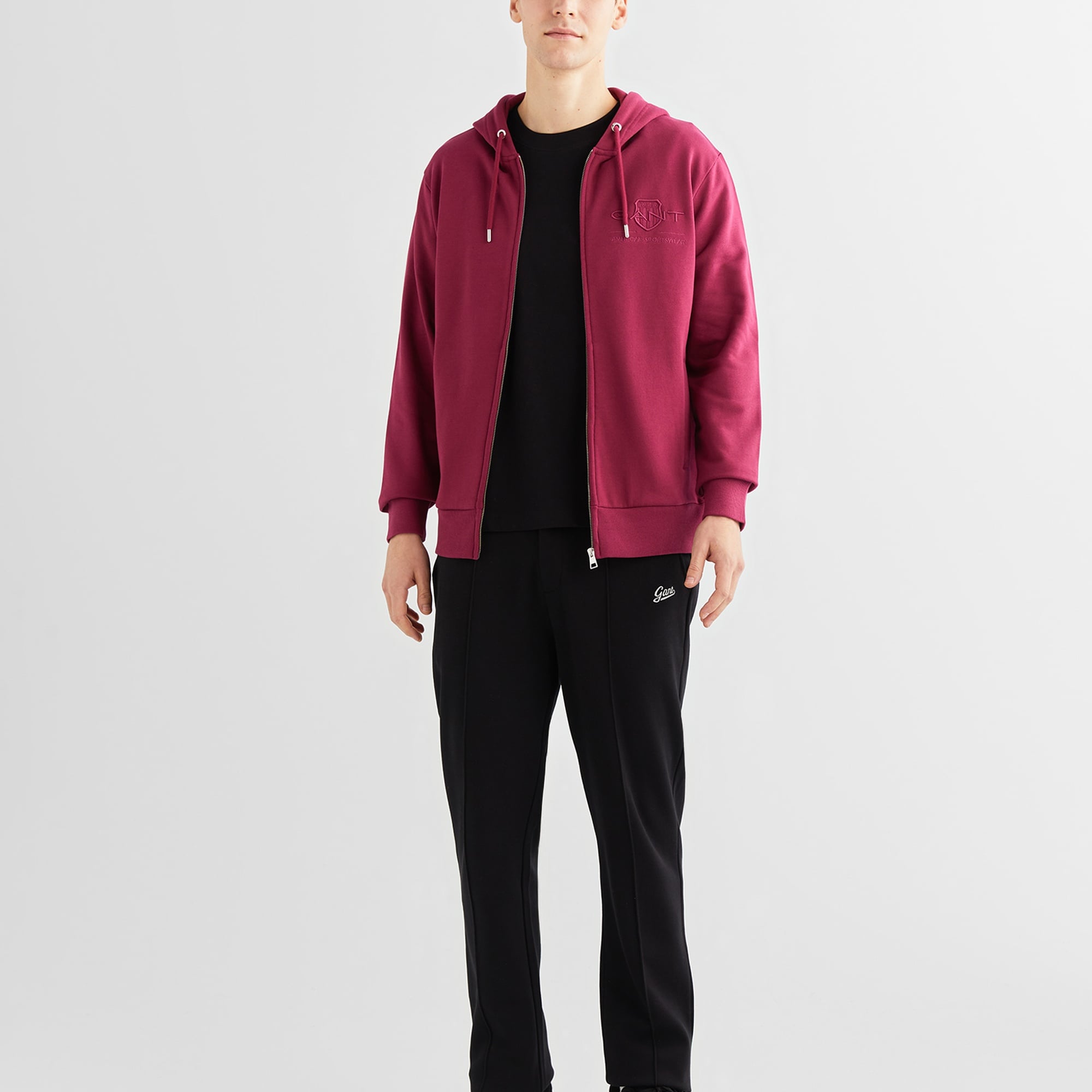 GANT Erkek Bordo Regular Fit Kapüşonlu Logolu Sweatshirt