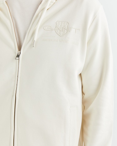  GANT Erkek Krem Regular Fit Kapüşonlu Logolu Sweatshirt