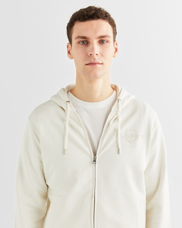  GANT Erkek Krem Regular Fit Kapüşonlu Logolu Sweatshirt