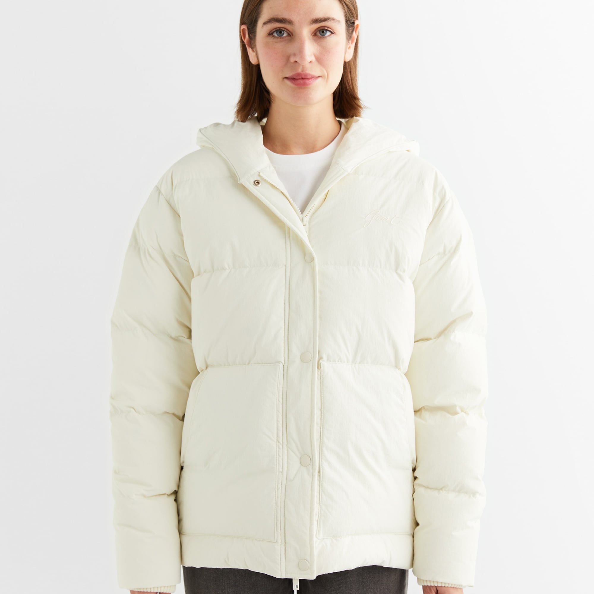GANT Kadın Krem Kapüşonlu Kapitone Mont