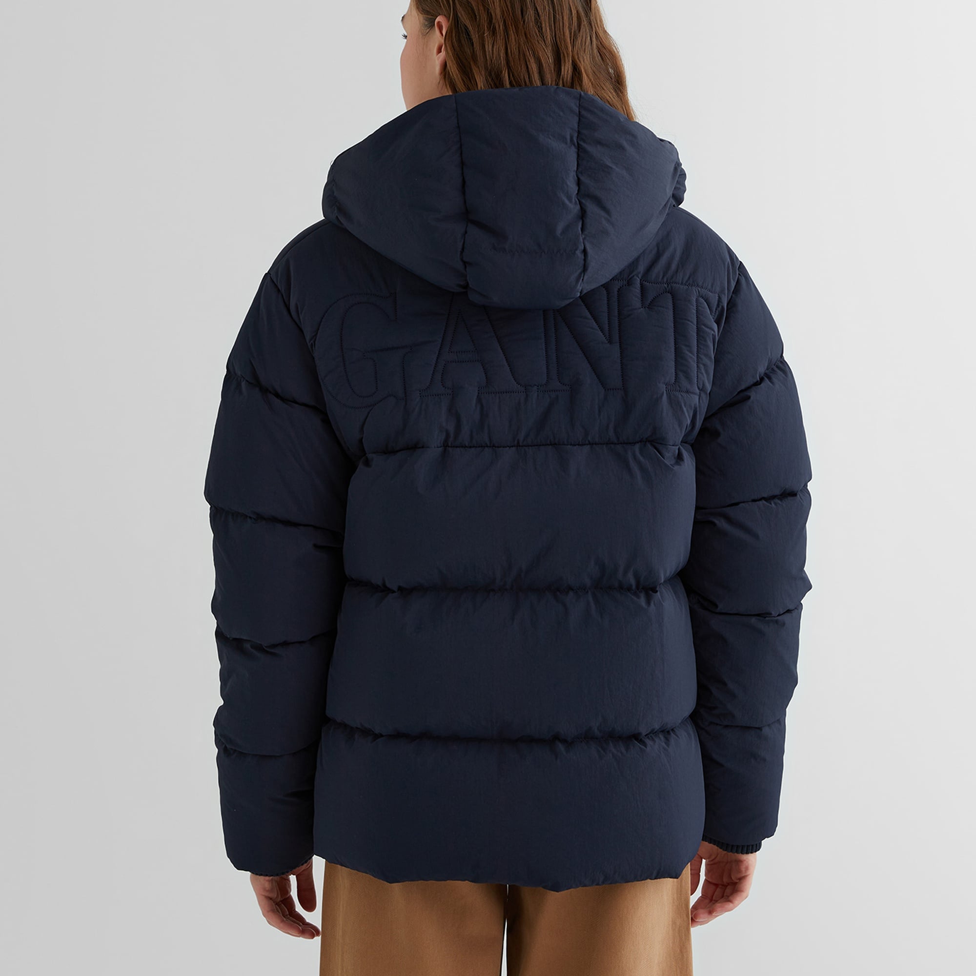 GANT Kadın Lacivert Kapüşonlu Kapitone Mont