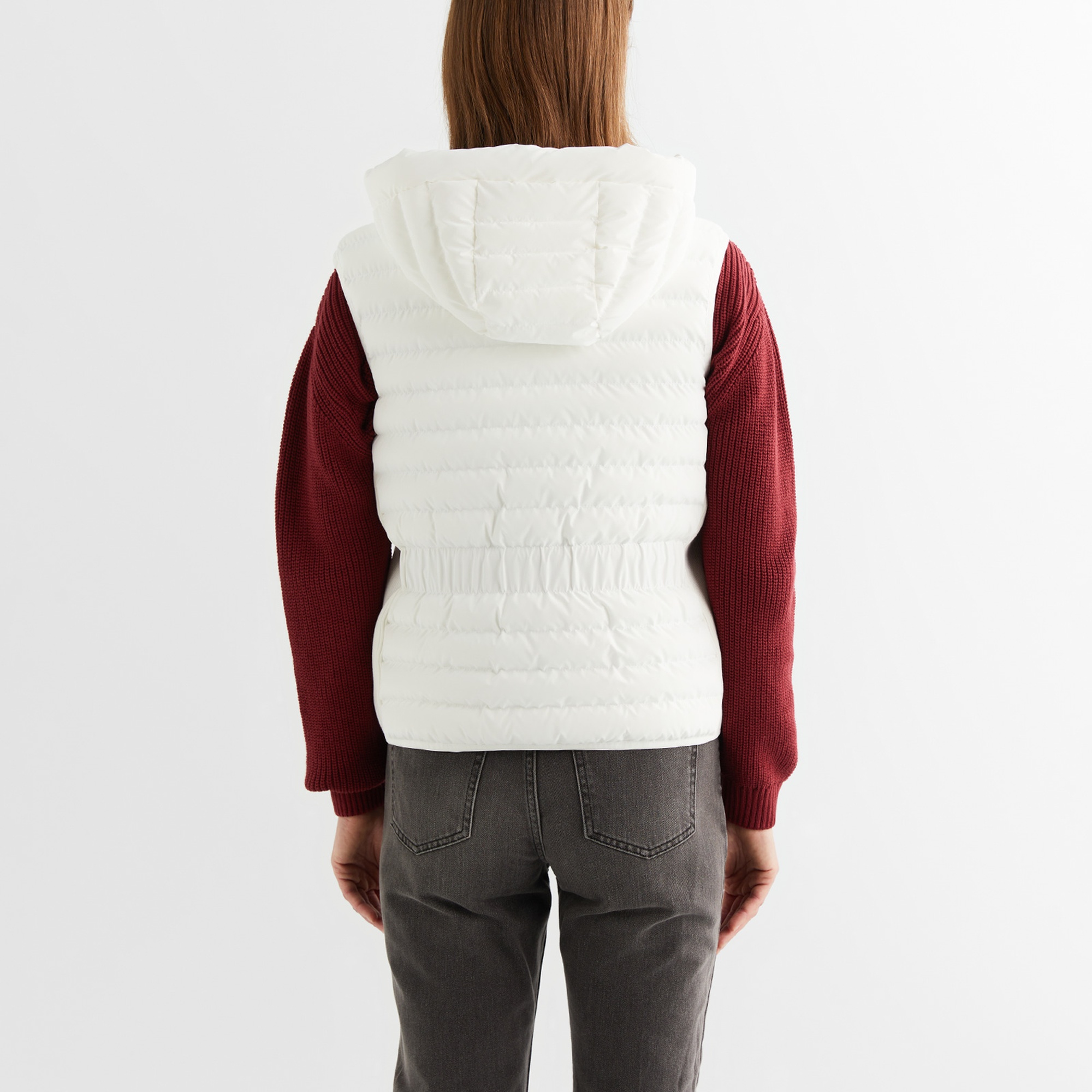 GANT Kadın Krem Kapüşonlu Kapitone Yelek