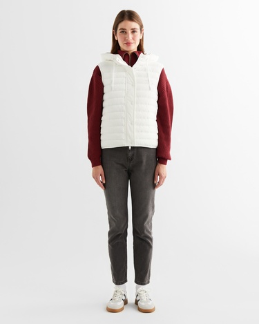  GANT Kadın Krem Kapüşonlu Kapitone Yelek