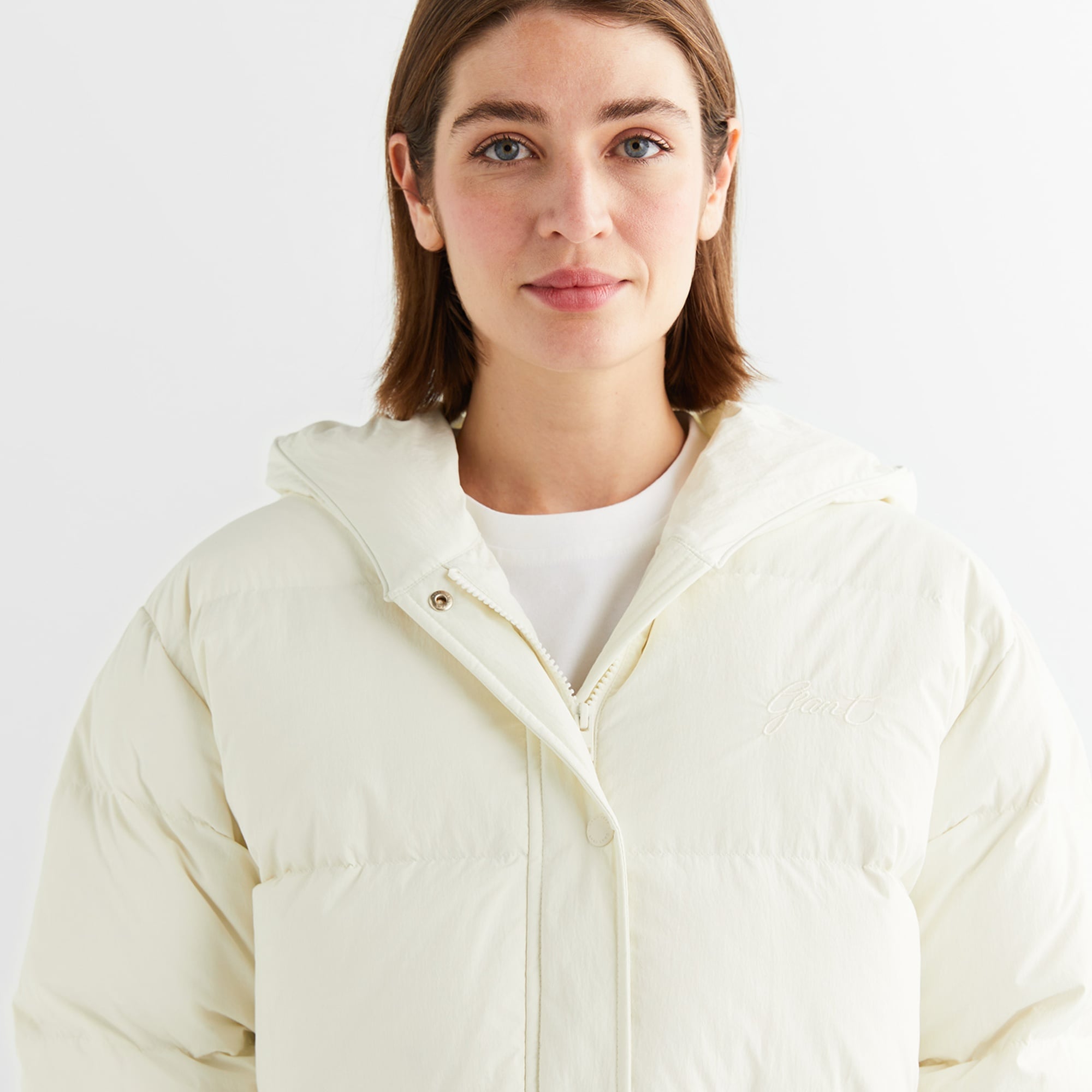 GANT Kadın Krem Kapüşonlu Kapitone Mont