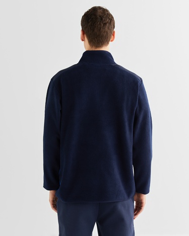  GANT Erkek Lacivert Relaxed Fit Yarım Fermuarlı Logolu Sweatshirt