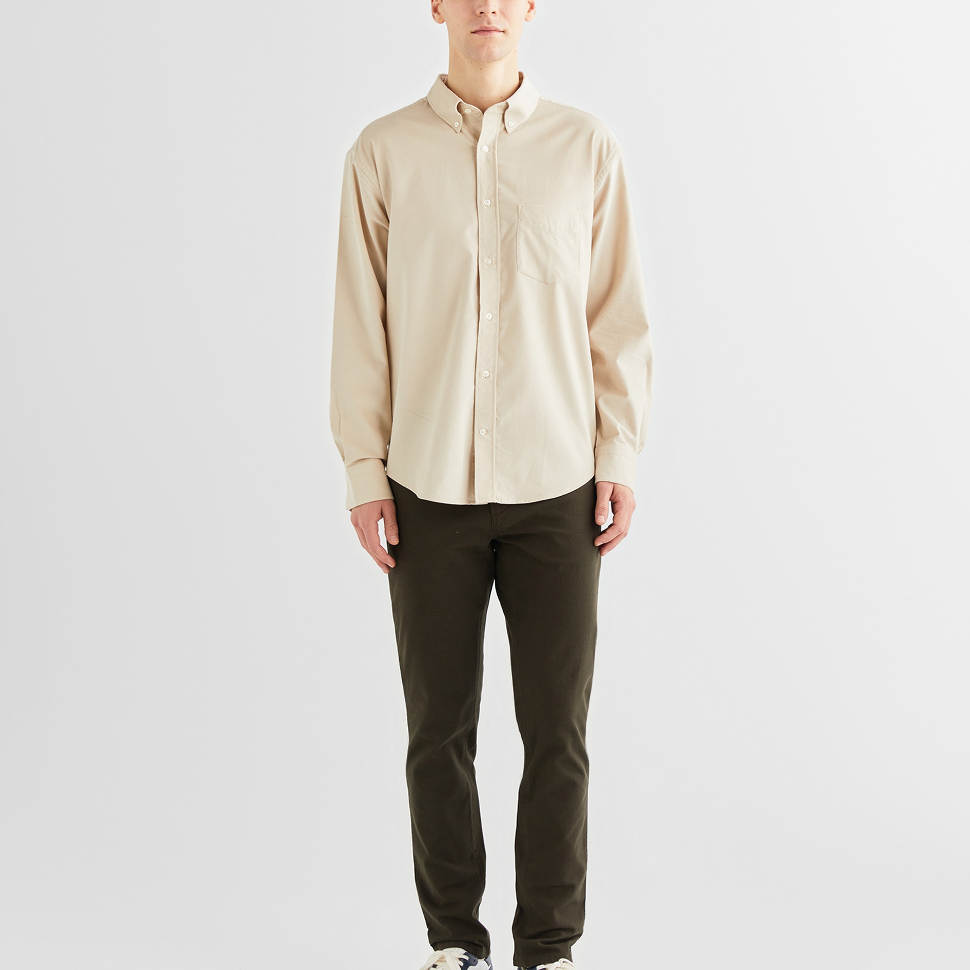 GANT Erkek Bej Relaxed Fit Düğmeli Yaka Gömlek