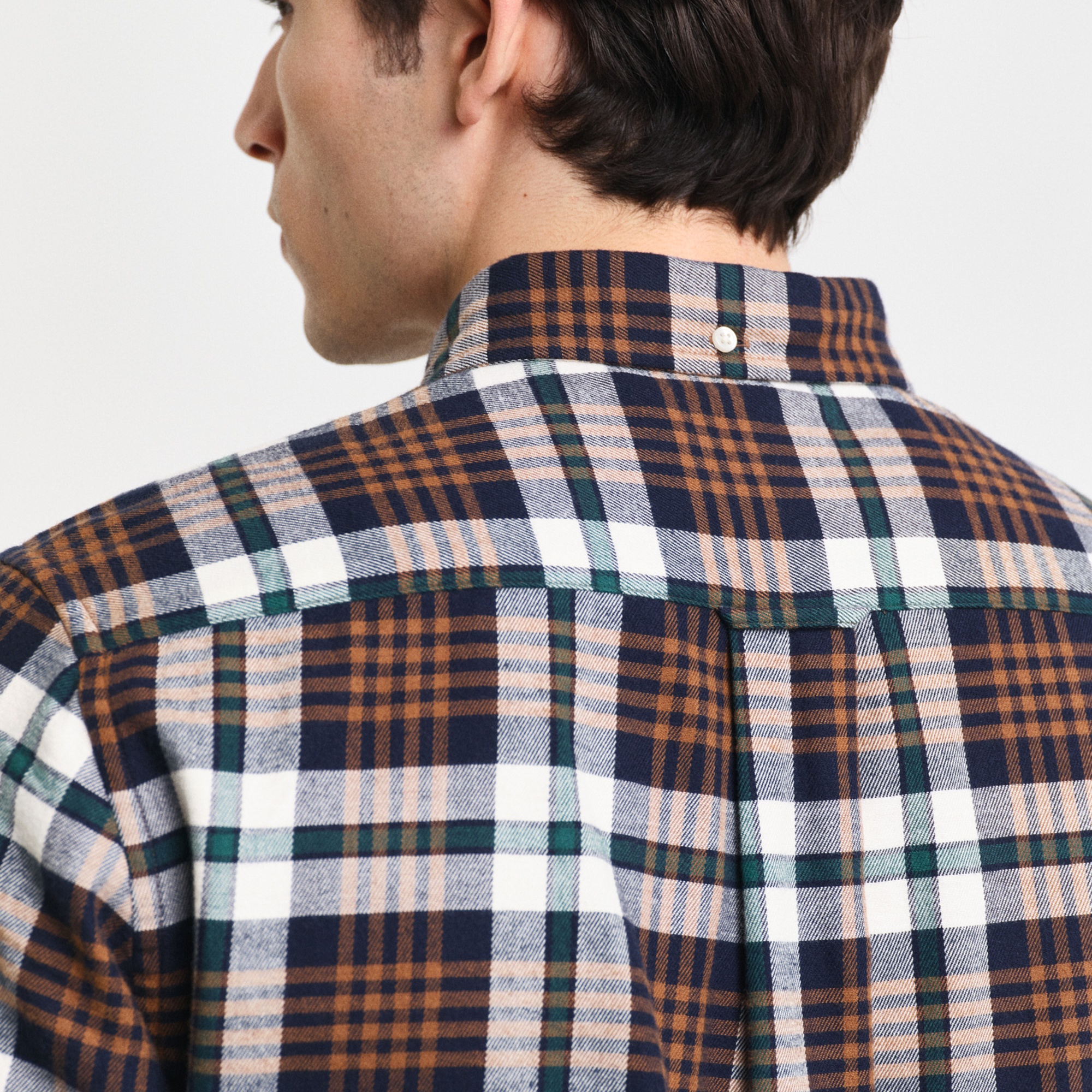 GANT Erkek Kahverengi Regular Fit Düğmeli Yaka Kareli Gömlek