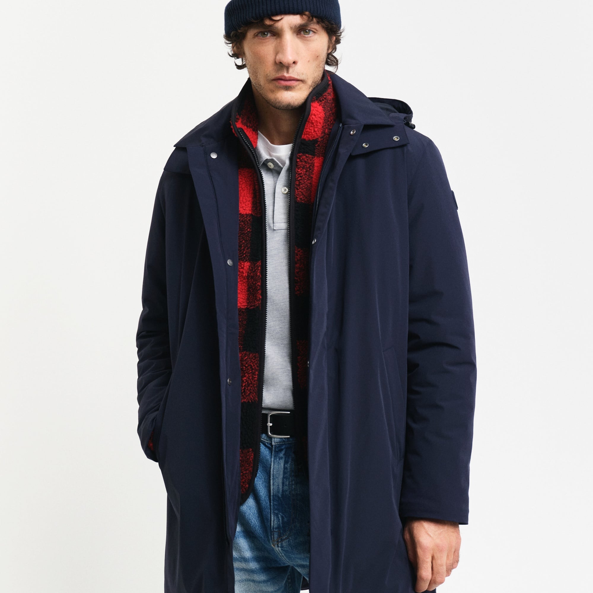 GANT Erkek Lacivert Kapüşonlu Mont