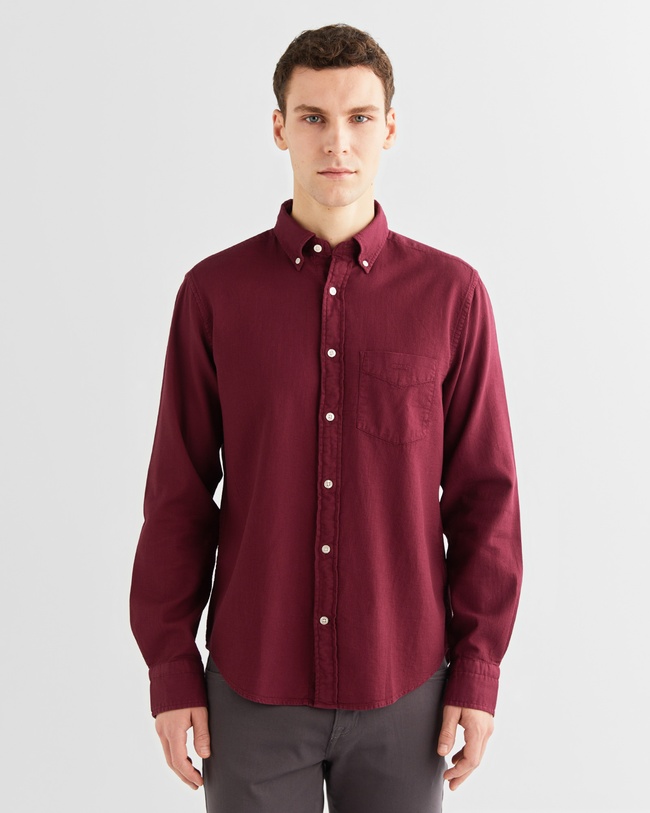  GANT Erkek Bordo Regular Fit Düğmeli Yaka Gömlek