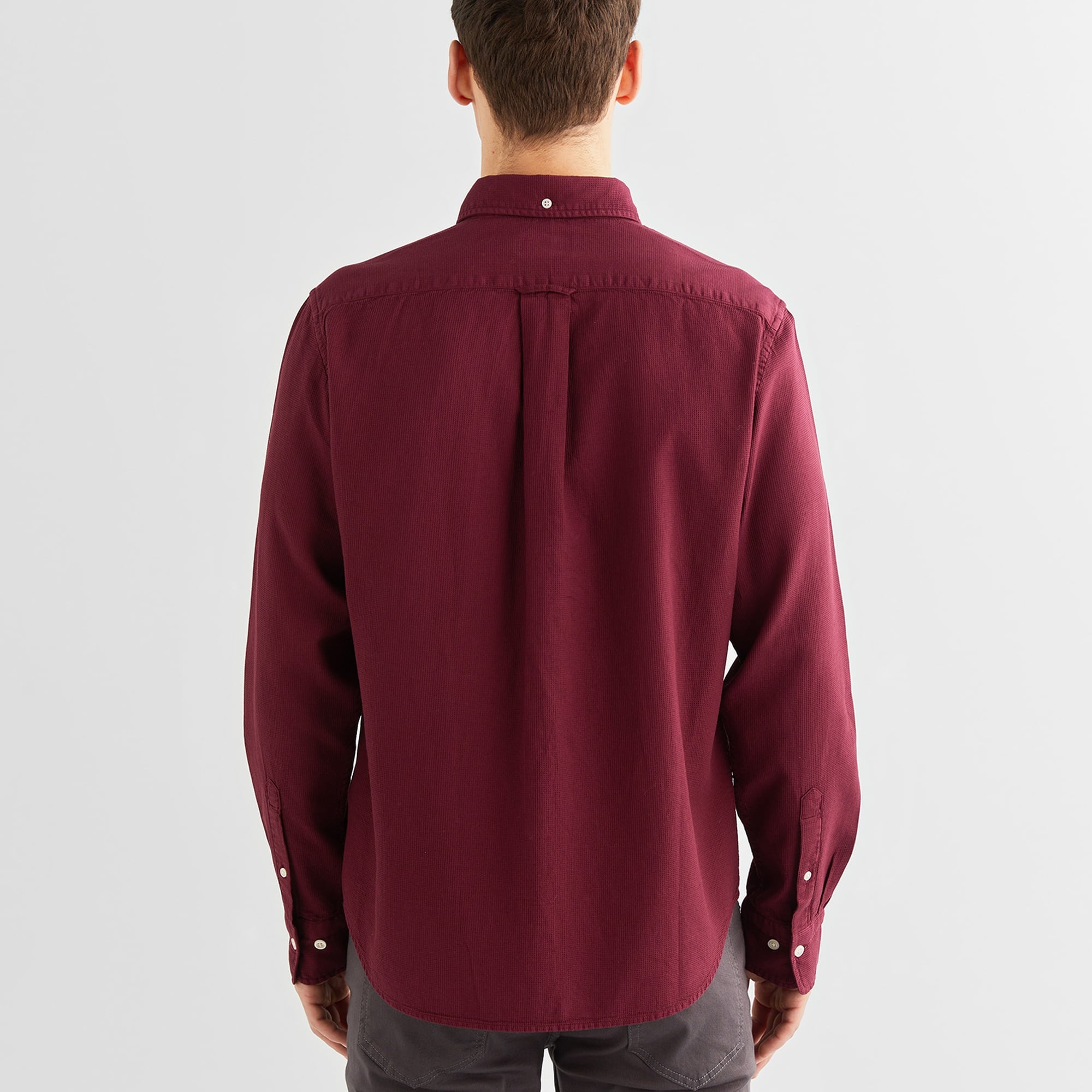 GANT Erkek Bordo Regular Fit Düğmeli Yaka Gömlek