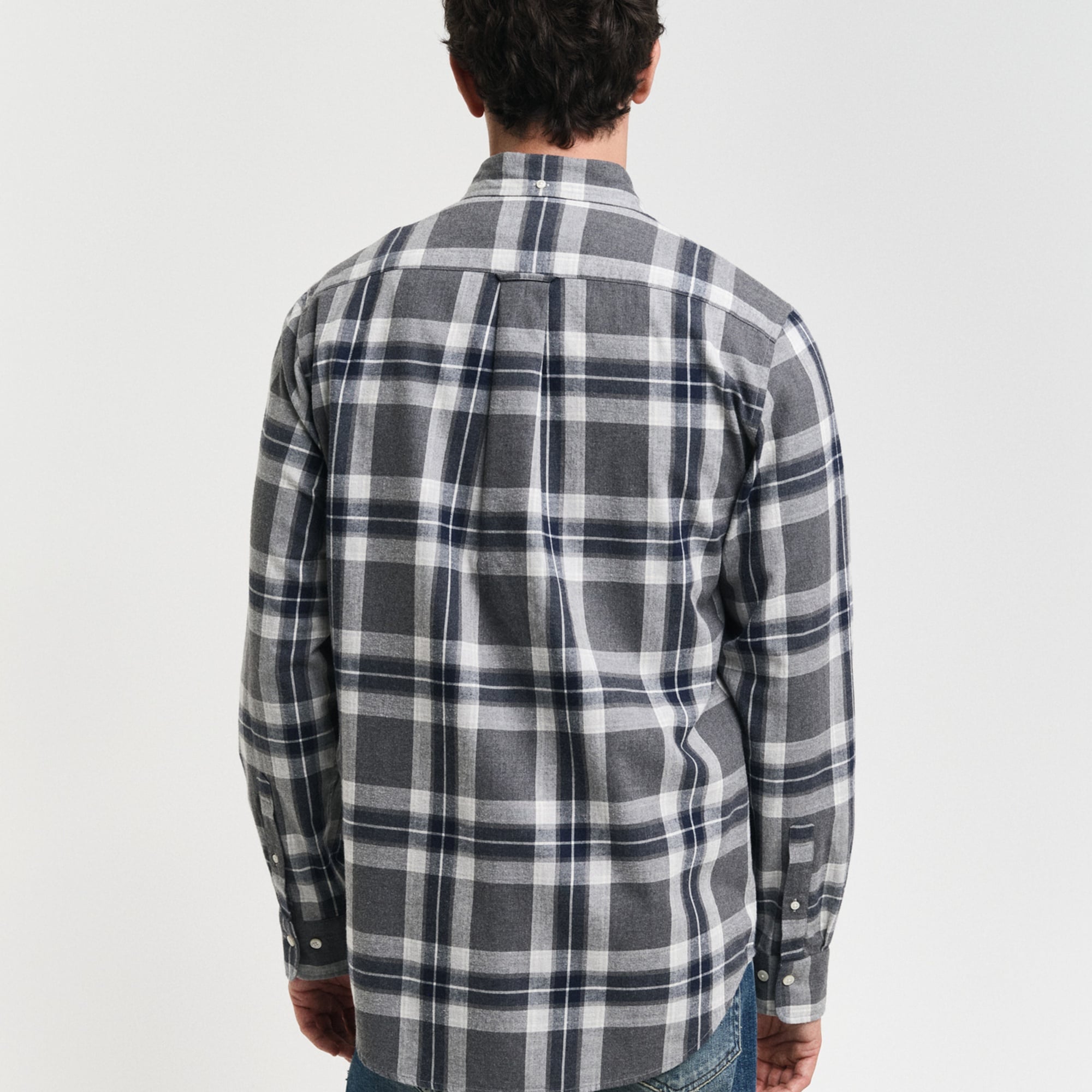 GANT Erkek Gri Regular Fit Düğmeli Yaka Kareli Gömlek