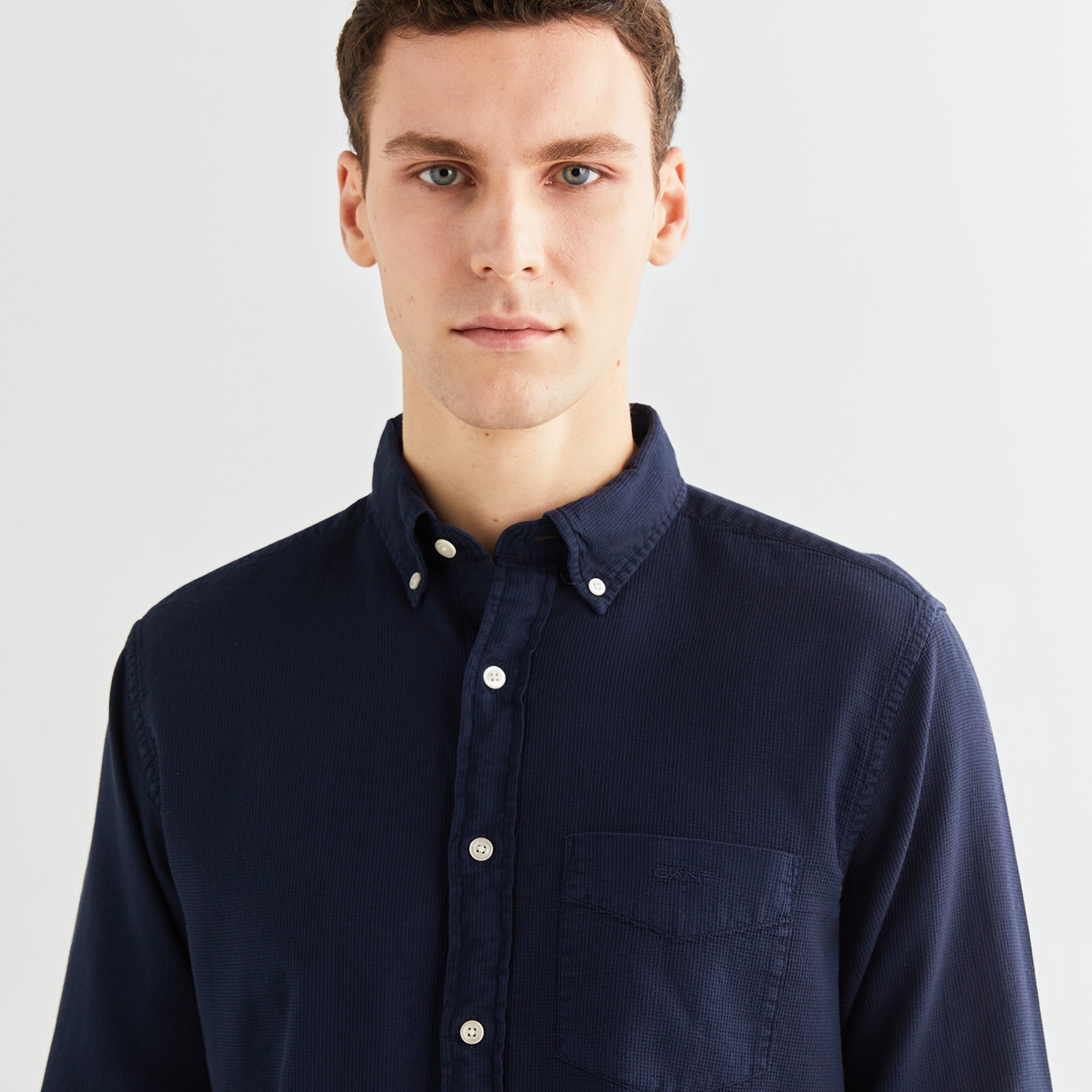 GANT Erkek Lacivert Regular Fit Düğmeli Yaka Gömlek
