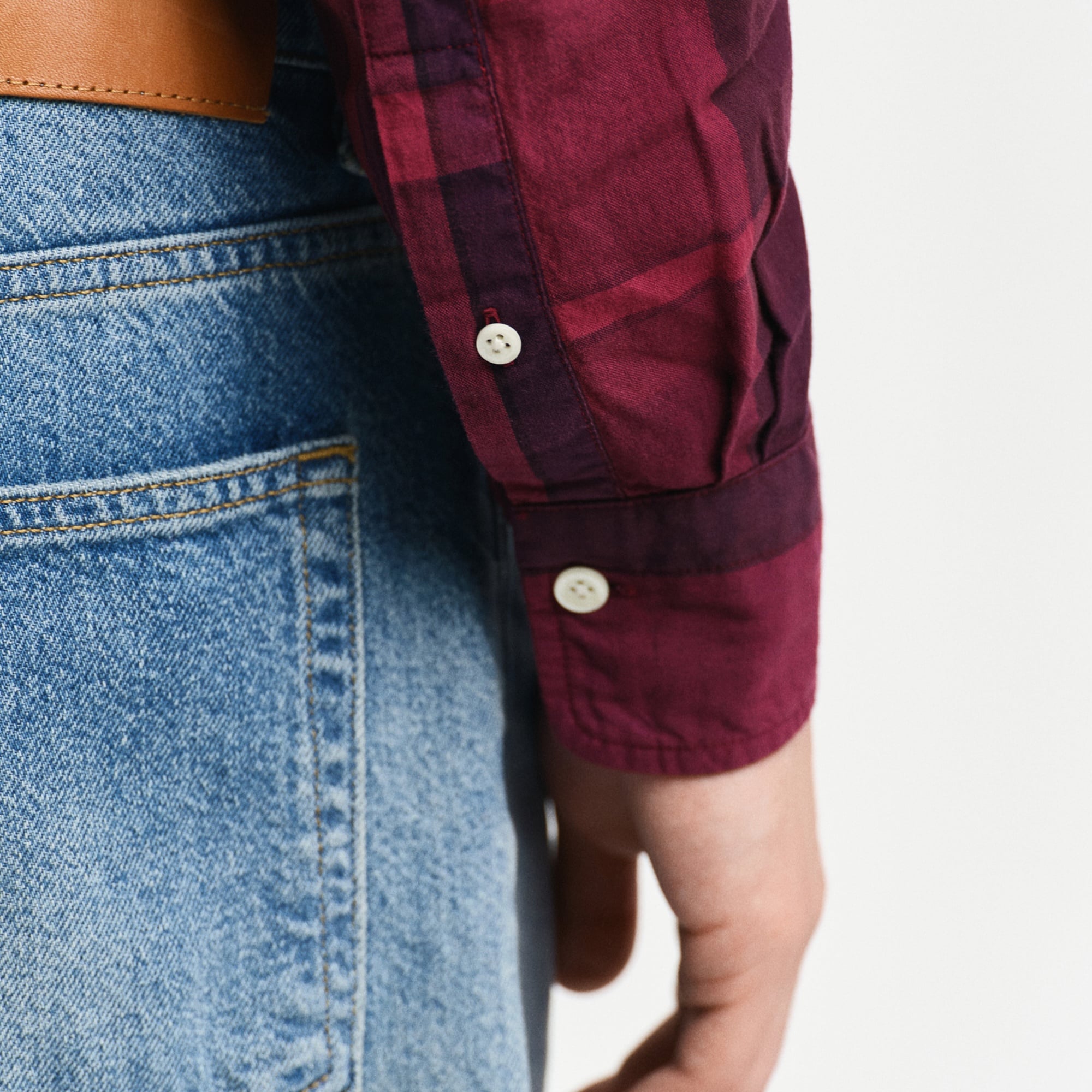 GANT Erkek Bordo Regular Fit Düğmeli Yaka Kareli Gömlek