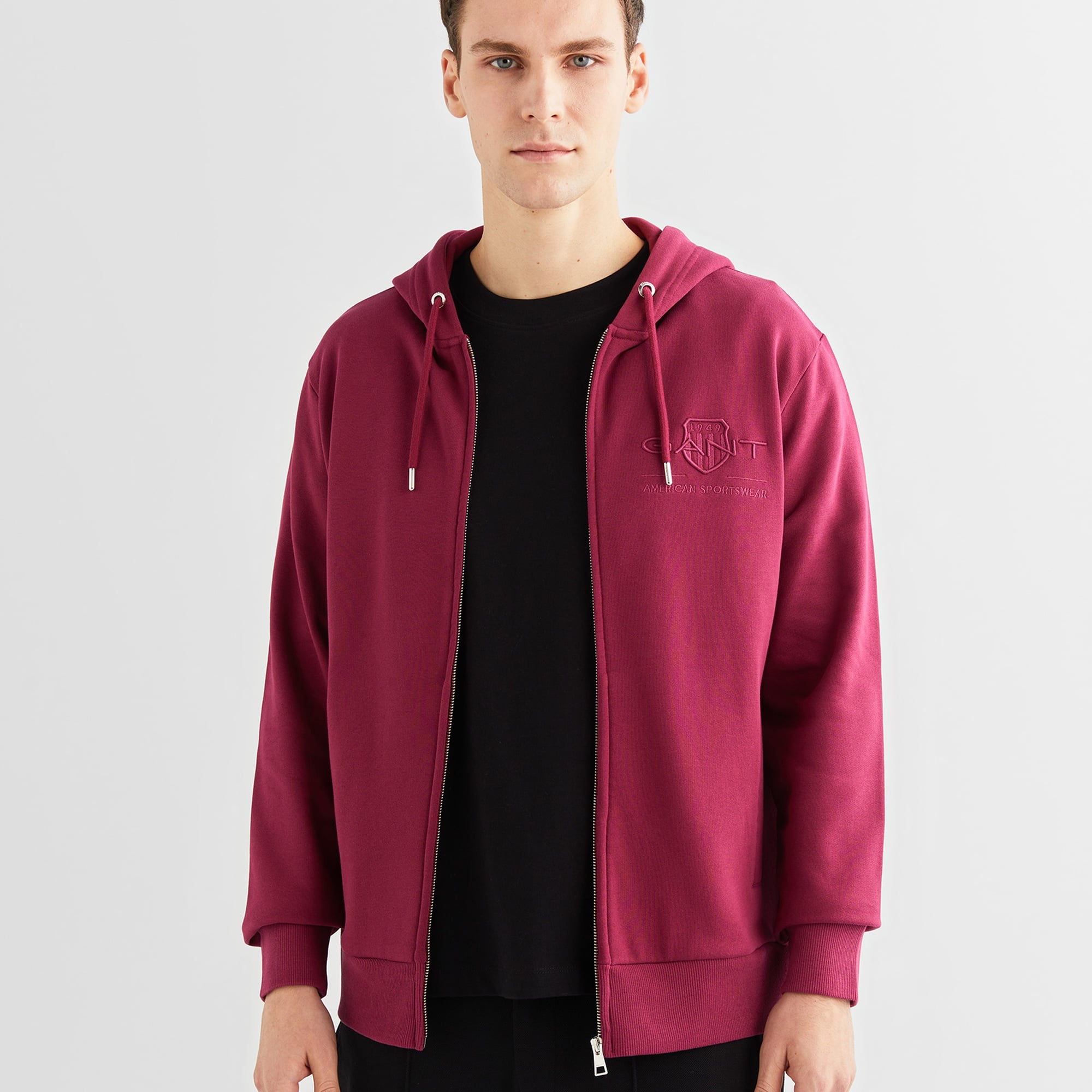 GANT Erkek Bordo Regular Fit Kapüşonlu Logolu Sweatshirt