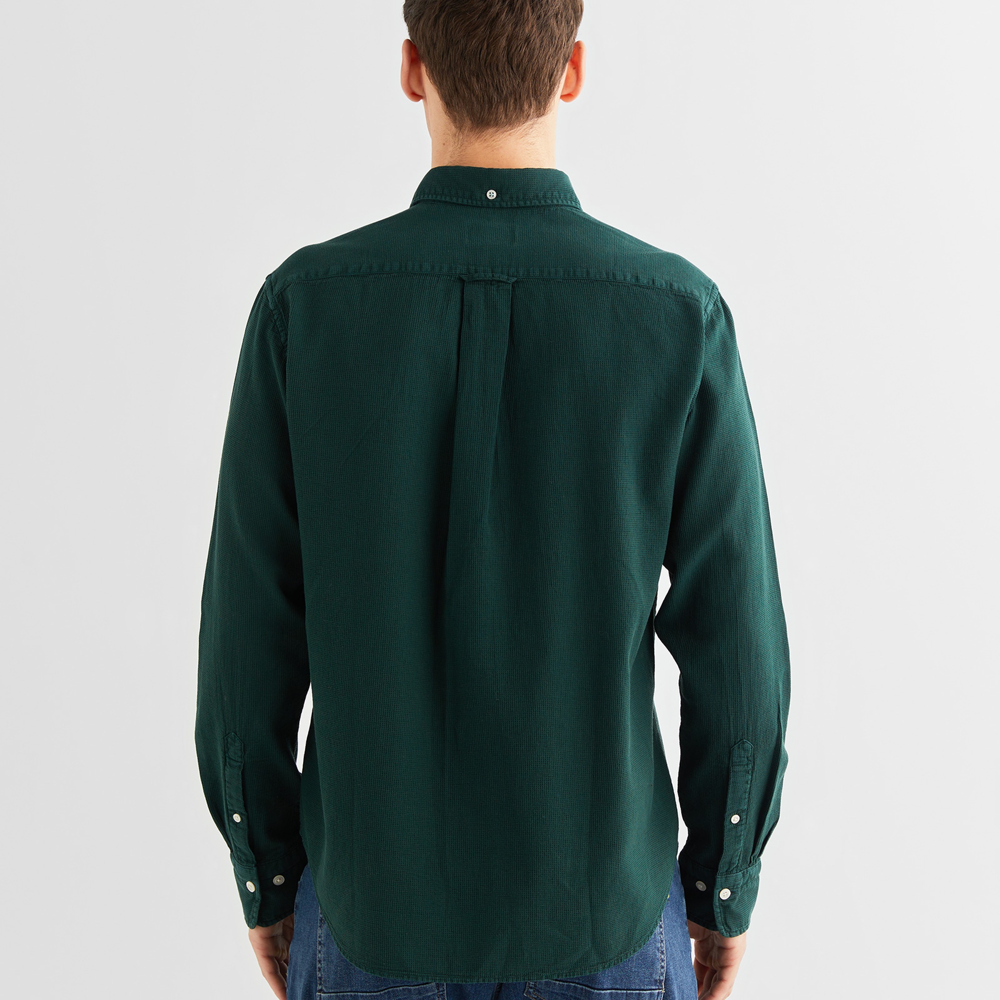 GANT Erkek Yeşil Regular Fit Düğmeli Yaka Gömlek