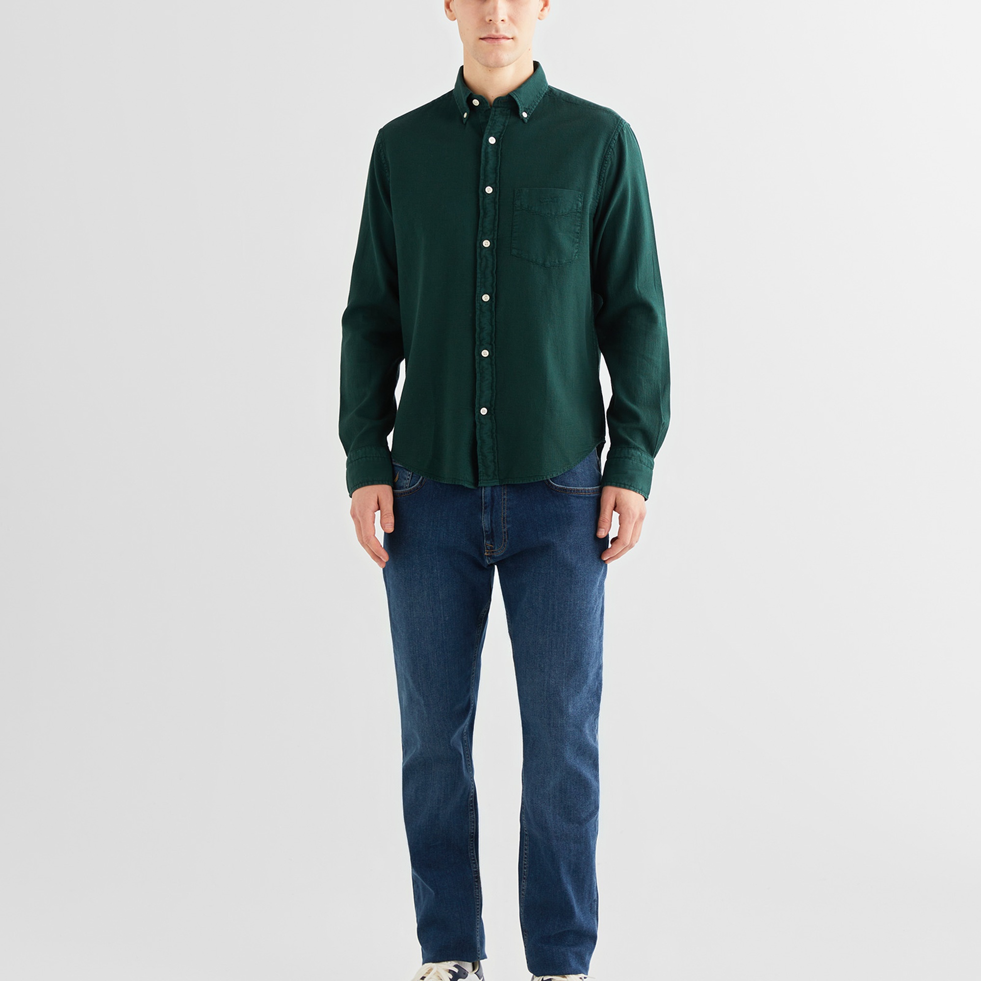 GANT Erkek Yeşil Regular Fit Düğmeli Yaka Gömlek