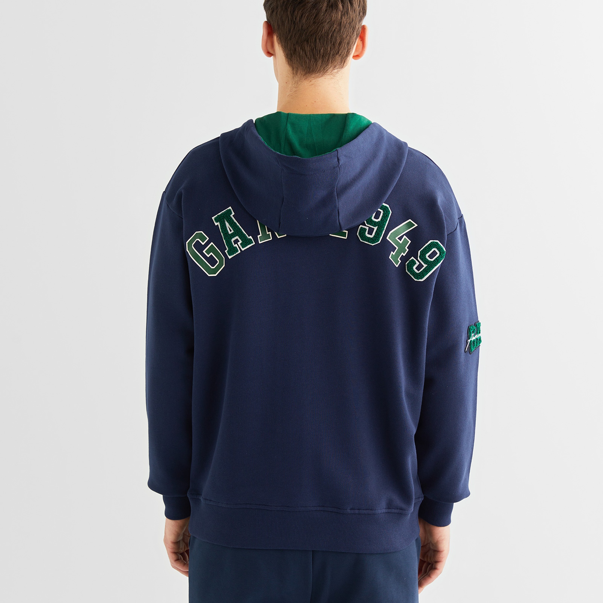 GANT Erkek Lacivert Relaxed Fit Kapüşonlu Logolu Sweatshirt