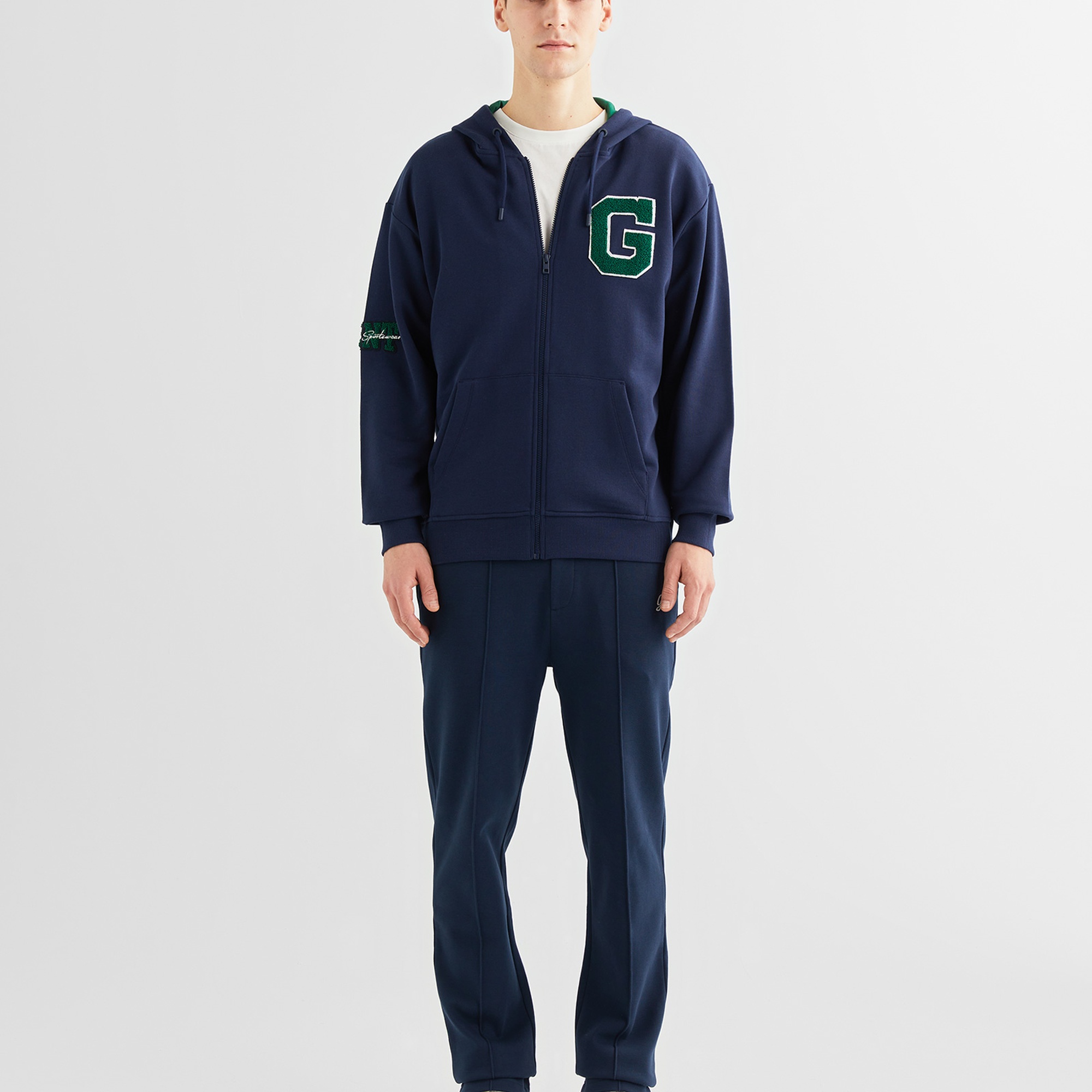 GANT Erkek Lacivert Relaxed Fit Kapüşonlu Logolu Sweatshirt
