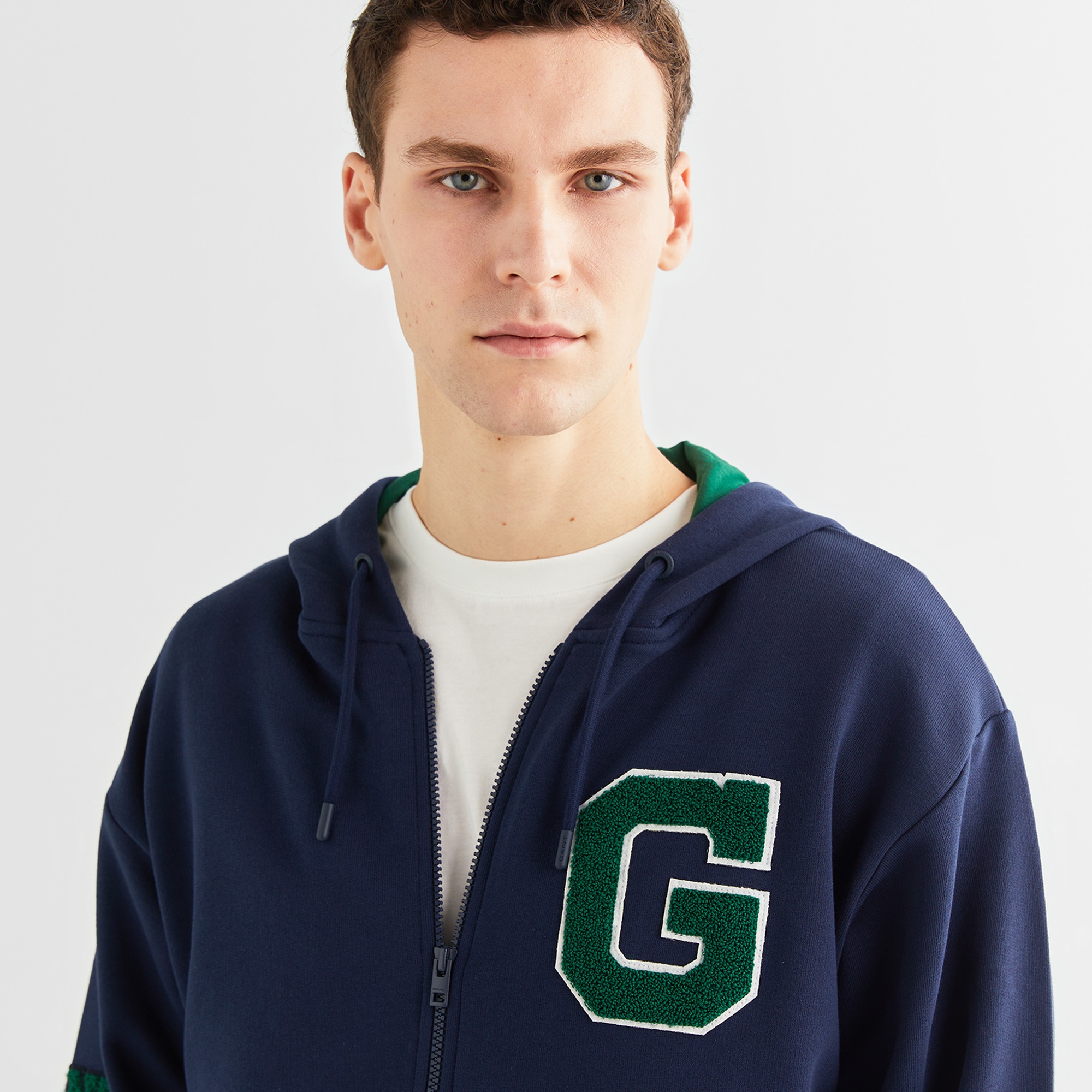 GANT Erkek Lacivert Relaxed Fit Kapüşonlu Logolu Sweatshirt