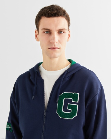  GANT Erkek Lacivert Relaxed Fit Kapüşonlu Logolu Sweatshirt