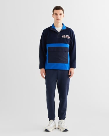  GANT Erkek Lacivert Relaxed Fit Yarım Fermuarlı Logolu Sweatshirt