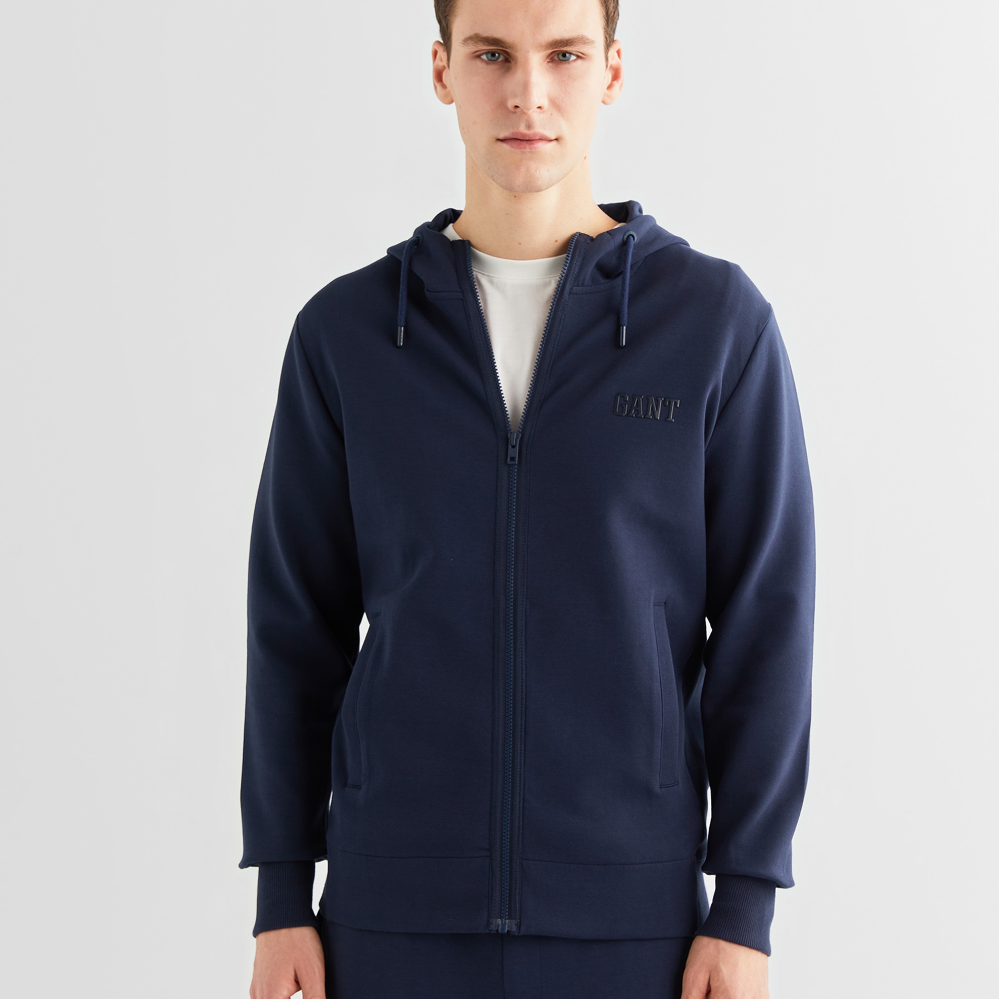 GANT Erkek Lacivert Relaxed Fit Kapüşonlu Logolu Sweatshirt