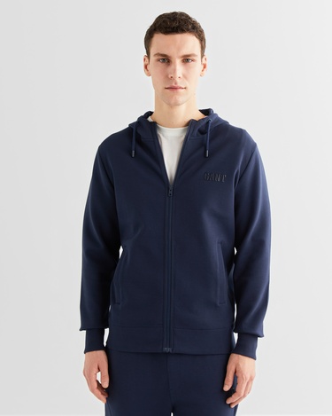  GANT Erkek Lacivert Relaxed Fit Kapüşonlu Logolu Sweatshirt