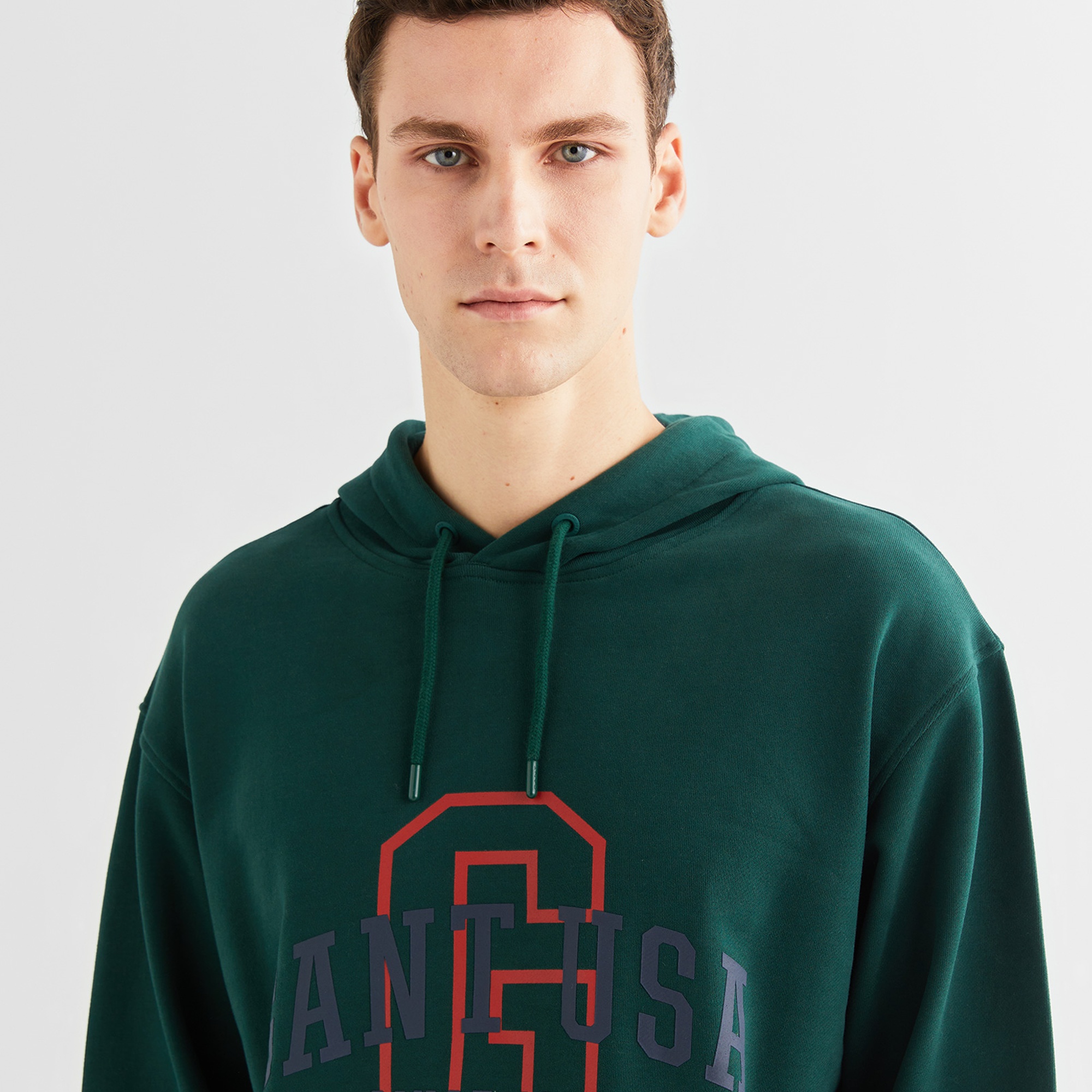 GANT Erkek Yeşil Relaxed Fit Kapüşonlu Logolu Sweatshirt