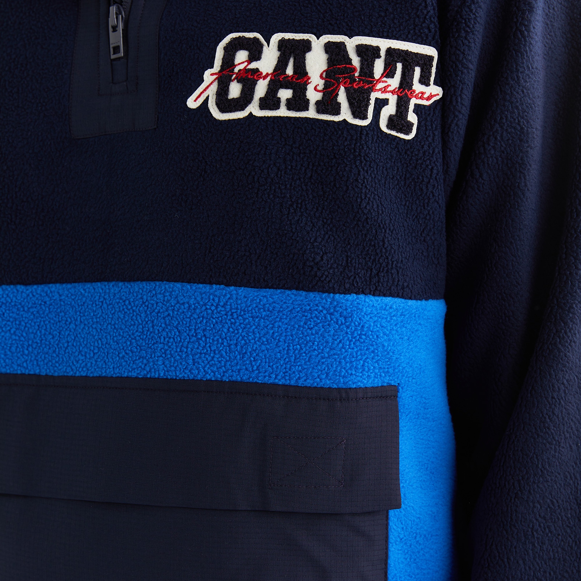 GANT Erkek Lacivert Relaxed Fit Yarım Fermuarlı Logolu Sweatshirt