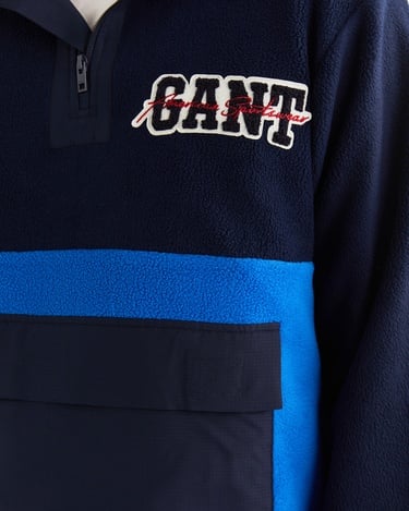  GANT Erkek Lacivert Relaxed Fit Yarım Fermuarlı Logolu Sweatshirt