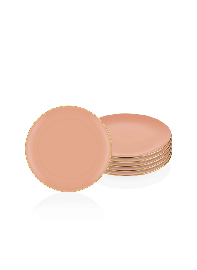  Basic Pasta Tabağı 6 Lı Set Somon Pembe - 19cm