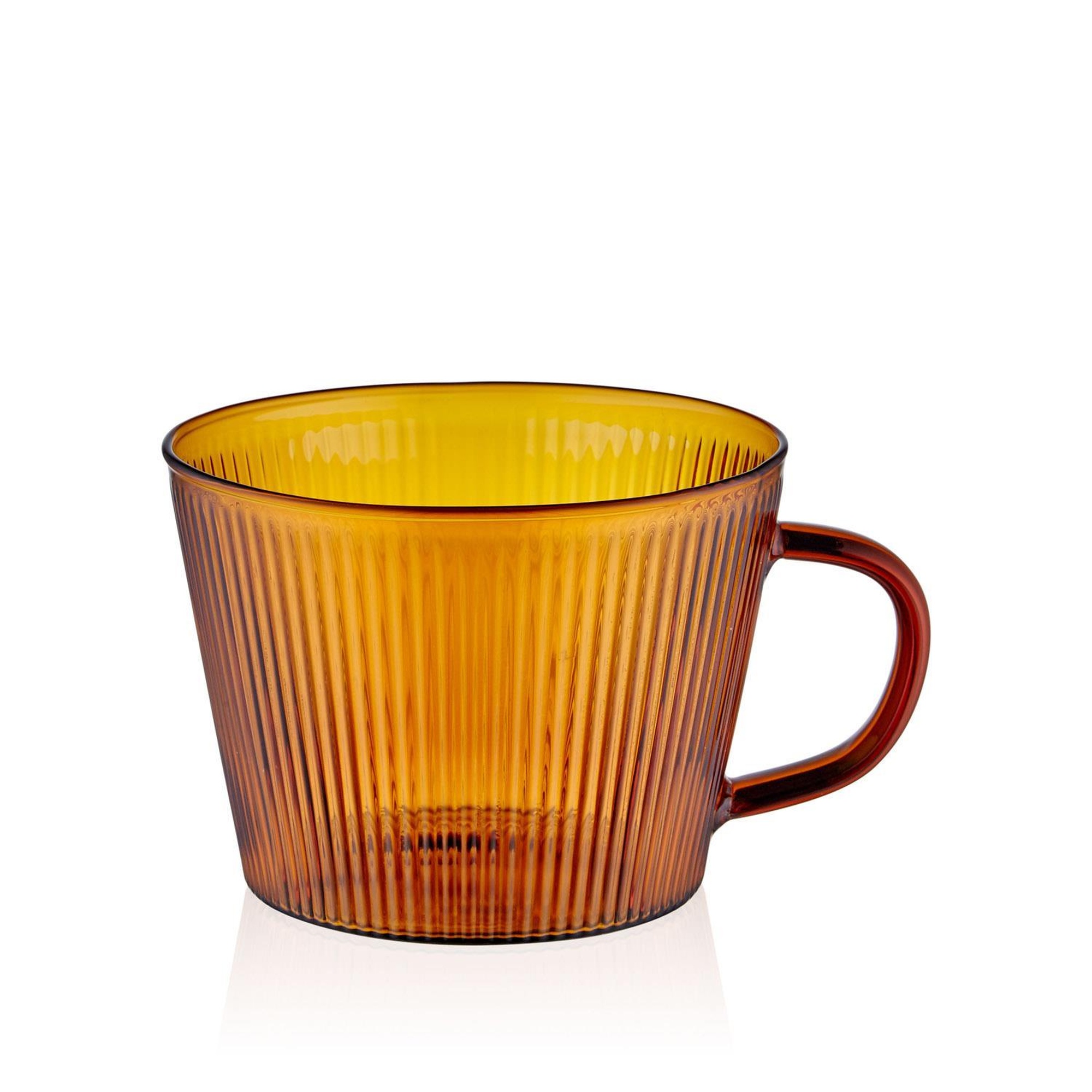 Striped Borosilikat Cam Kahve Kupası Amber 310 ml