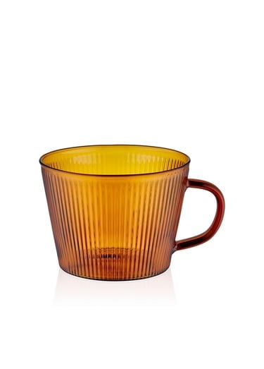  Striped Borosilikat Cam Kahve Kupası Amber 310 ml