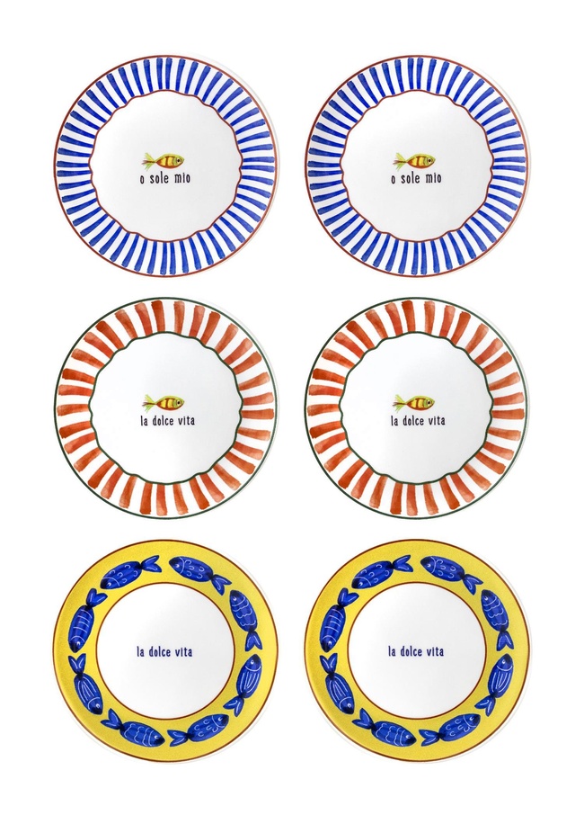  Fish Pasta Tabağı 6lı Set 19 cm