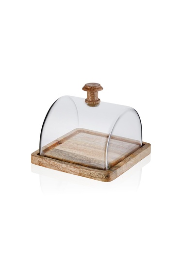  Madera Dikdörtgen Kek Saklama Fanusu 15x19x19 cm