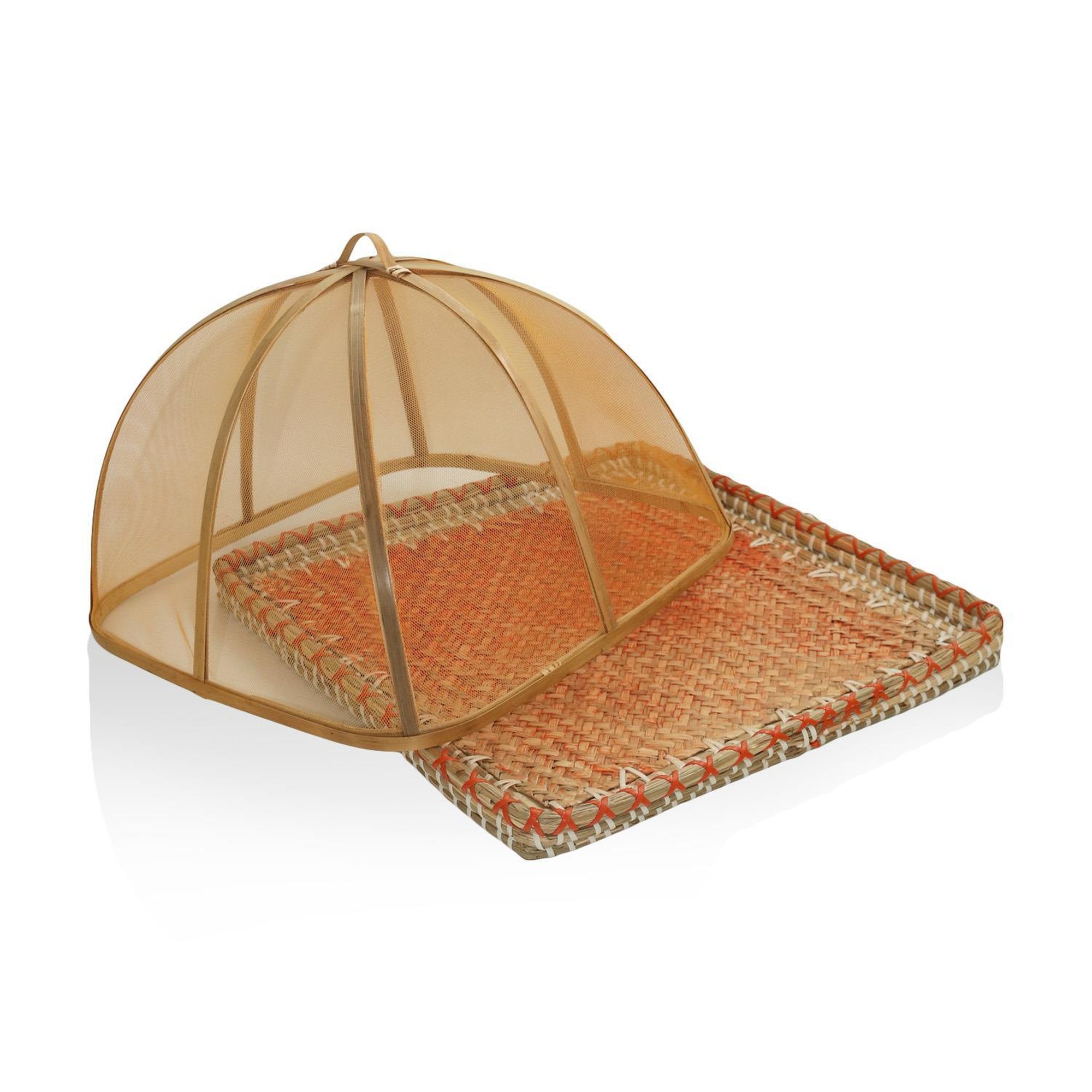 Transparan Bambu Hasır Tepsi 38x38x24 cm