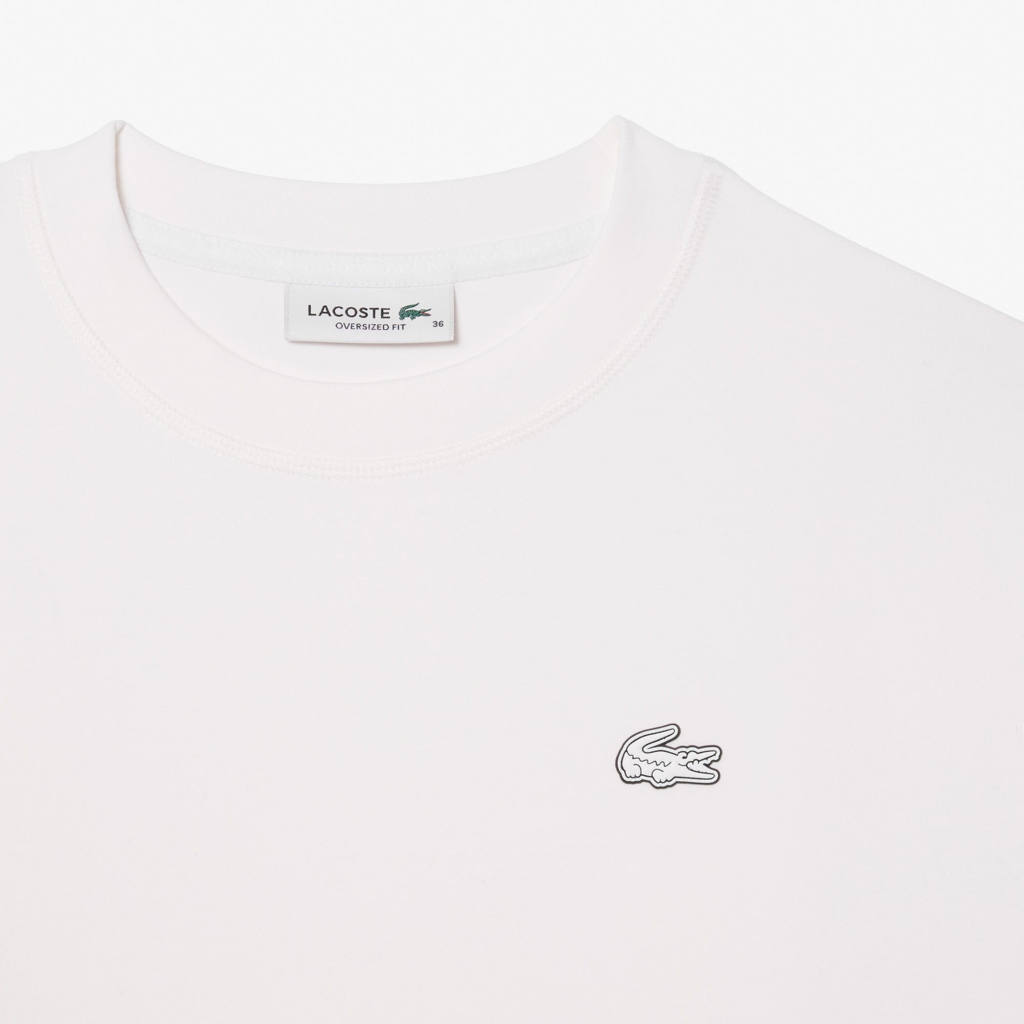 Lacoste Kadın Oversize Fit Bisiklet Yaka Beyaz Sweatshirt