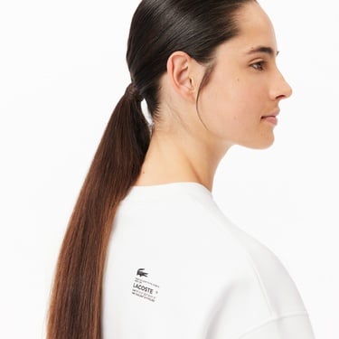  Lacoste Kadın Oversize Fit Bisiklet Yaka Beyaz Sweatshirt