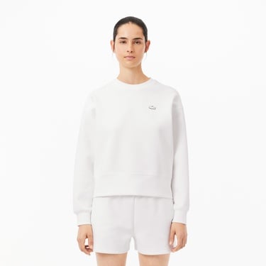  Lacoste Kadın Oversize Fit Bisiklet Yaka Beyaz Sweatshirt