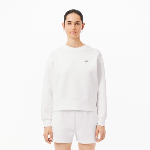  Lacoste Kadın Oversize Fit Bisiklet Yaka Beyaz Sweatshirt